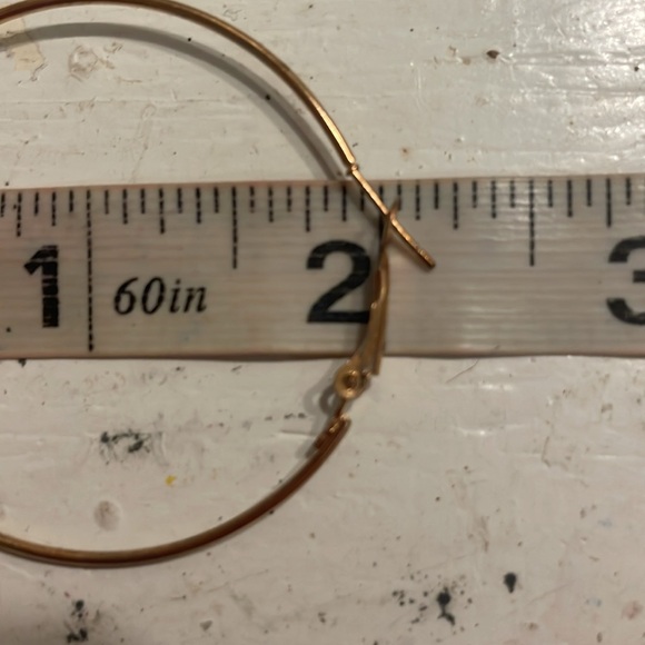 2” gold tone open hoop latch back earrings - Picture 7 of 8